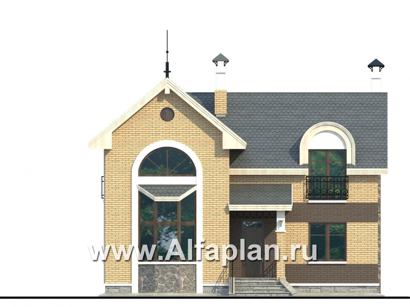 Проекты домов Альфаплан - «Фантазия» - проект дома с компактным планом для небольшого участка - изображение фасада №1