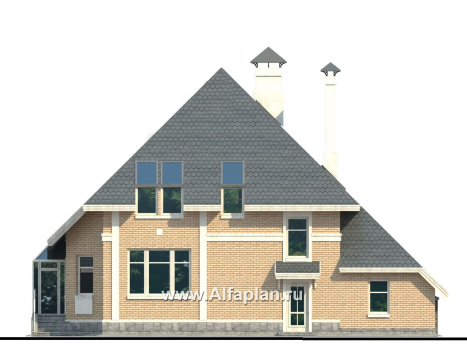 Проекты домов Альфаплан - «Кристалл» - загородный дом с оранжереей - превью фасада №4