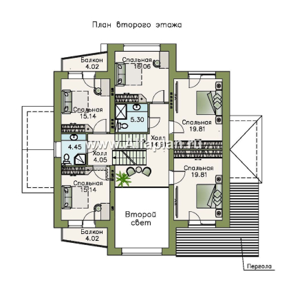 Проекты домов Альфаплан - «Три  семерки» - проект трехэтажного дома, гараж в цоколе, второй свет и панорамные окна, современный дизайн дома - превью плана проекта №4