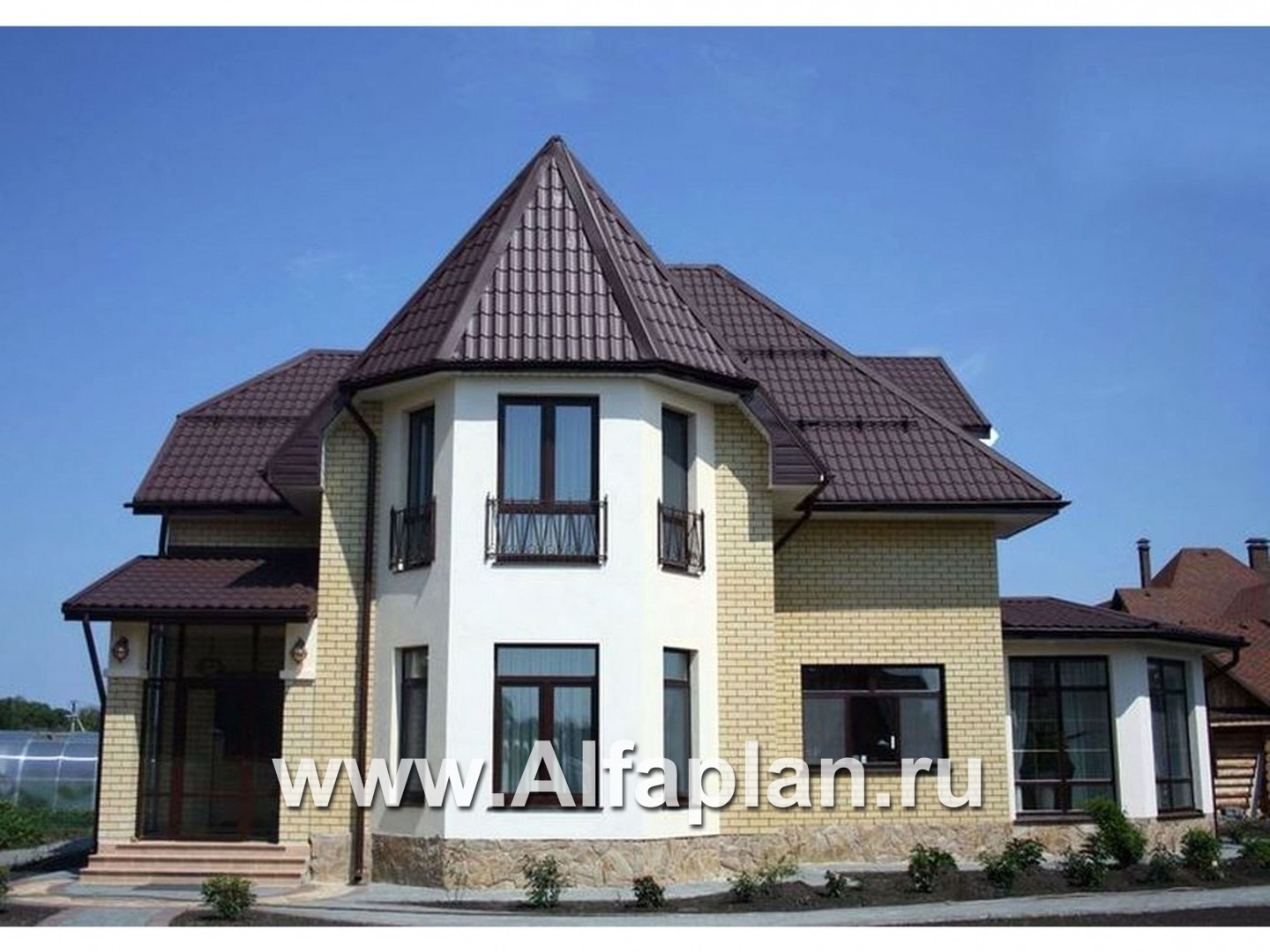 Проекты домов Альфаплан - «Клио» - коттедж из газобетона с угловой террасой - дополнительное изображение №6