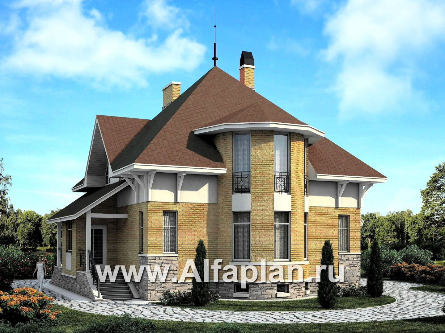 Проекты домов Альфаплан - «Петит Плюс» - коттедж с цокольным этажом - основное изображение