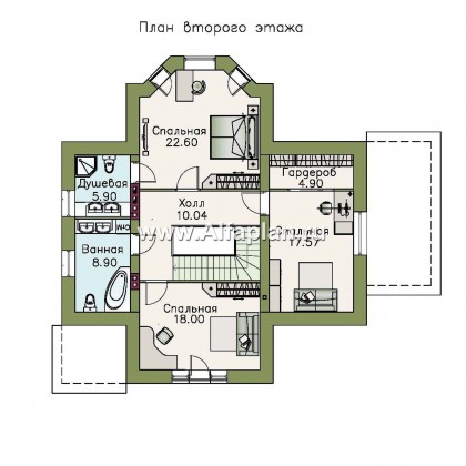 «Клио» -  проект дома с мансардой, с эркером и с террасой - превью план дома