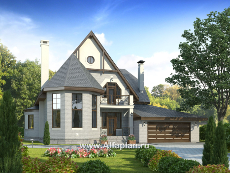 Проекты домов Альфаплан - «Ленский» - проект двухэтажного дома, с мансардой и гаражом, для большой семьи в стиле модерн - превью дополнительного изображения №1