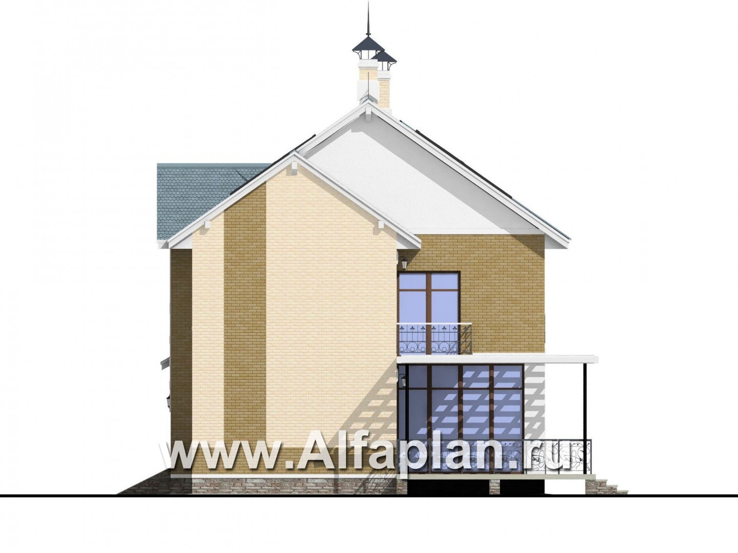 Проекты домов Альфаплан - «Дипломат» - загородный дом с бильярдной - изображение фасада №3
