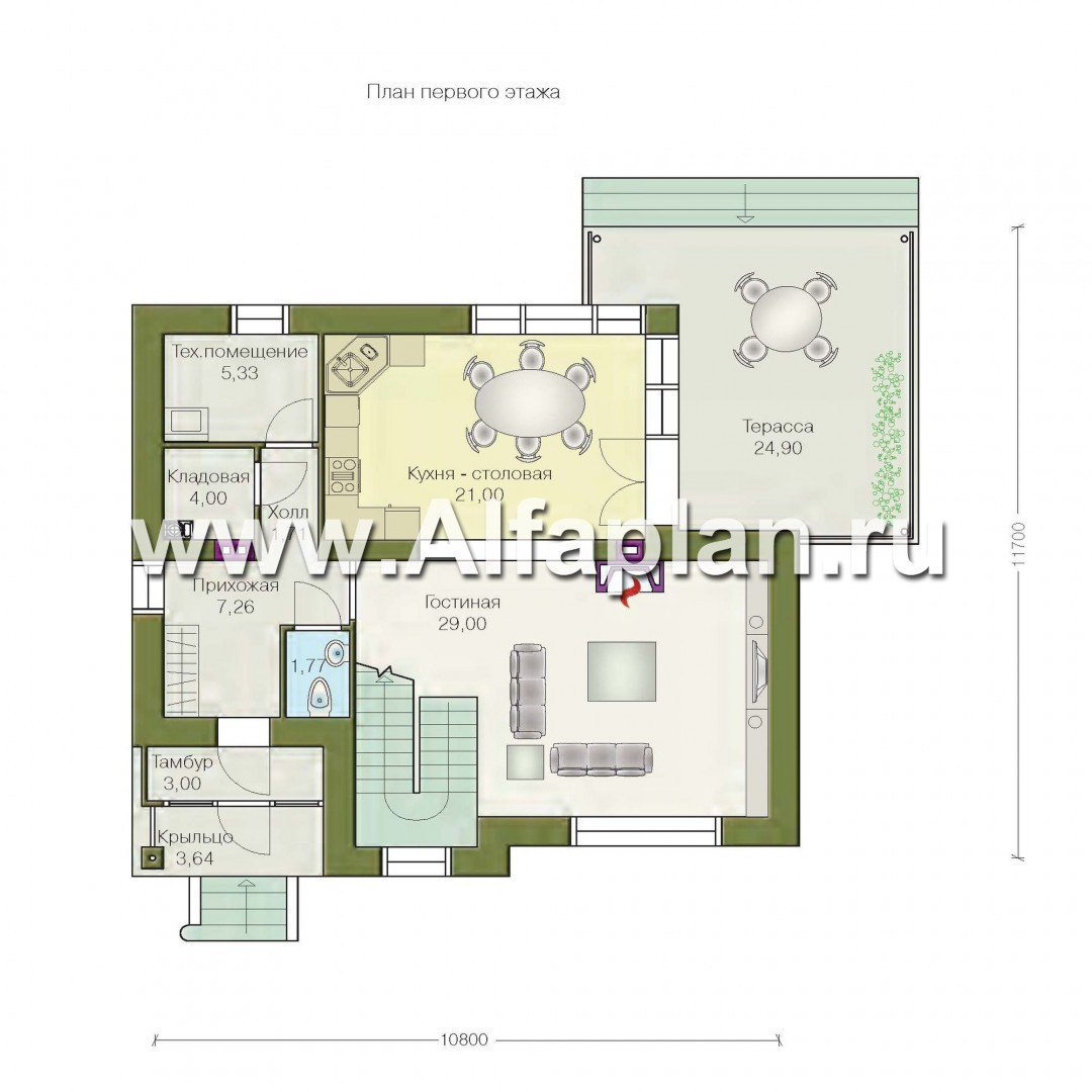 Проекты домов Альфаплан - «Дипломат» - загородный дом с бильярдной - план проекта №1