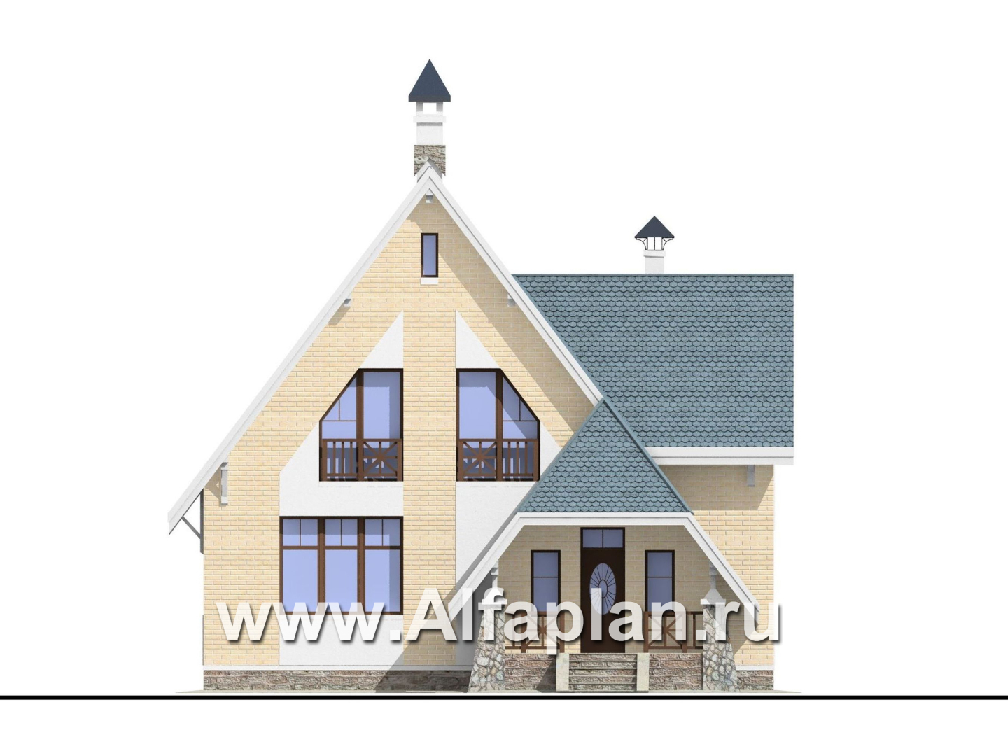 Проекты домов Альфаплан - «Шесть соток» - дом для маленького участка - изображение фасада №1