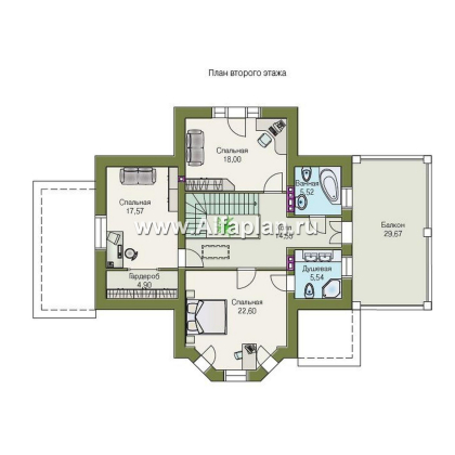 Проекты домов Альфаплан - «Шереметьев» - проект дома с большой открытой террасой - превью плана проекта №2