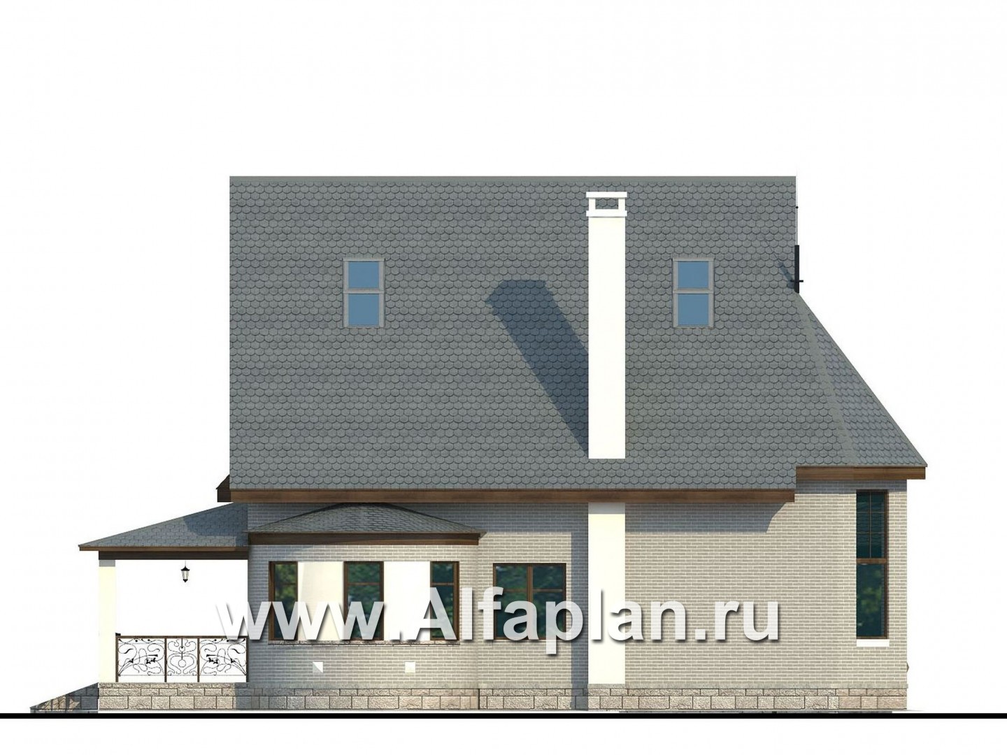 Проекты домов Альфаплан - «Пенаты» - дом с богатой живописной архитектурой - изображение фасада №3