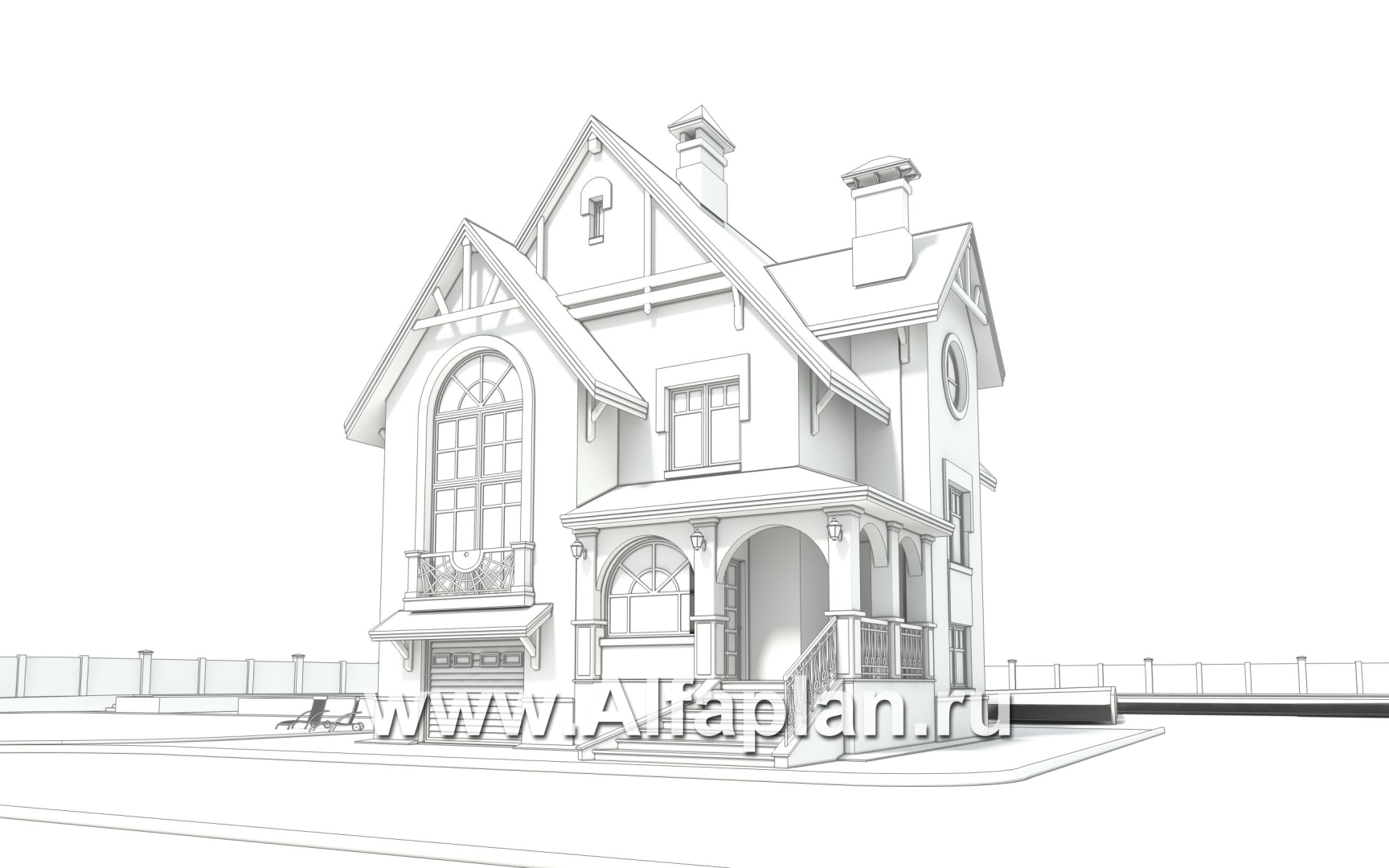 Проекты домов Альфаплан - Проект трехэтажного дома из газобетона «Индиго», с гаражом в цоколе - дополнительное изображение №3