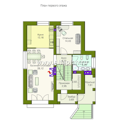 Проекты домов Альфаплан - Проект трехэтажного дома из газобетона «Индиго», с гаражом в цоколе - превью плана проекта №2