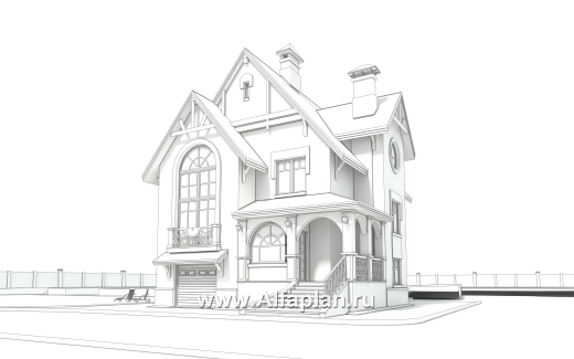 Проекты домов Альфаплан - Проект трехэтажного дома из газобетона «Индиго», с гаражом в цоколе - превью дополнительного изображения №3