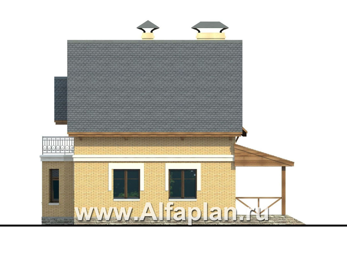 Проекты домов Альфаплан - «Шевалье» — компактный дом с балконом над эркером - изображение фасада №2