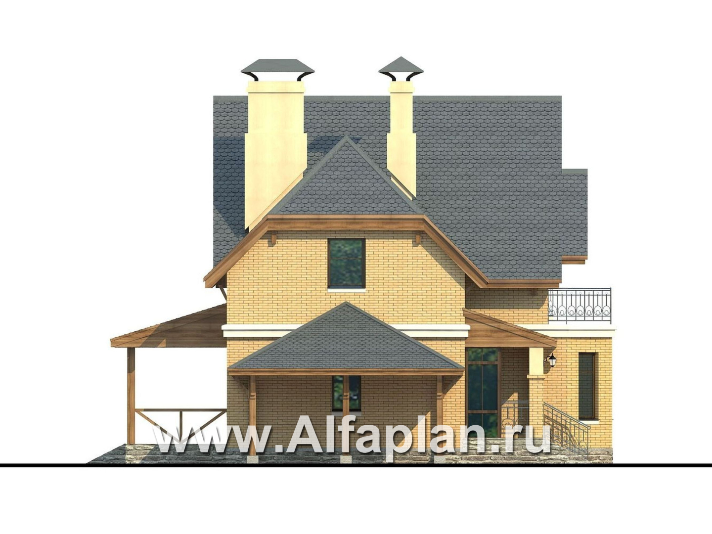 Проекты домов Альфаплан - «Шевалье» — компактный дом с балконом над эркером - изображение фасада №3