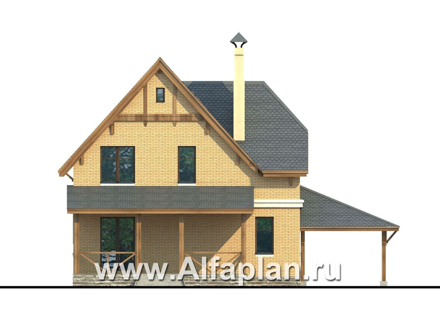 Проекты домов Альфаплан - «Шевалье» — компактный дом с балконом над эркером - изображение фасада №4