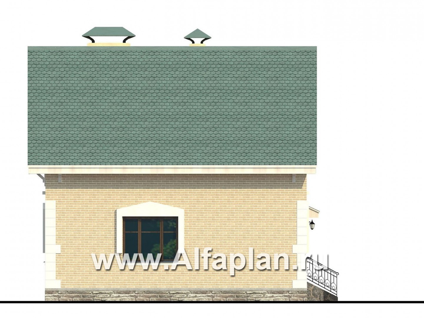Проекты домов Альфаплан - Проект дома с мансардой из газобетона «Оптима», открытая планировка, фото - изображение фасада №3