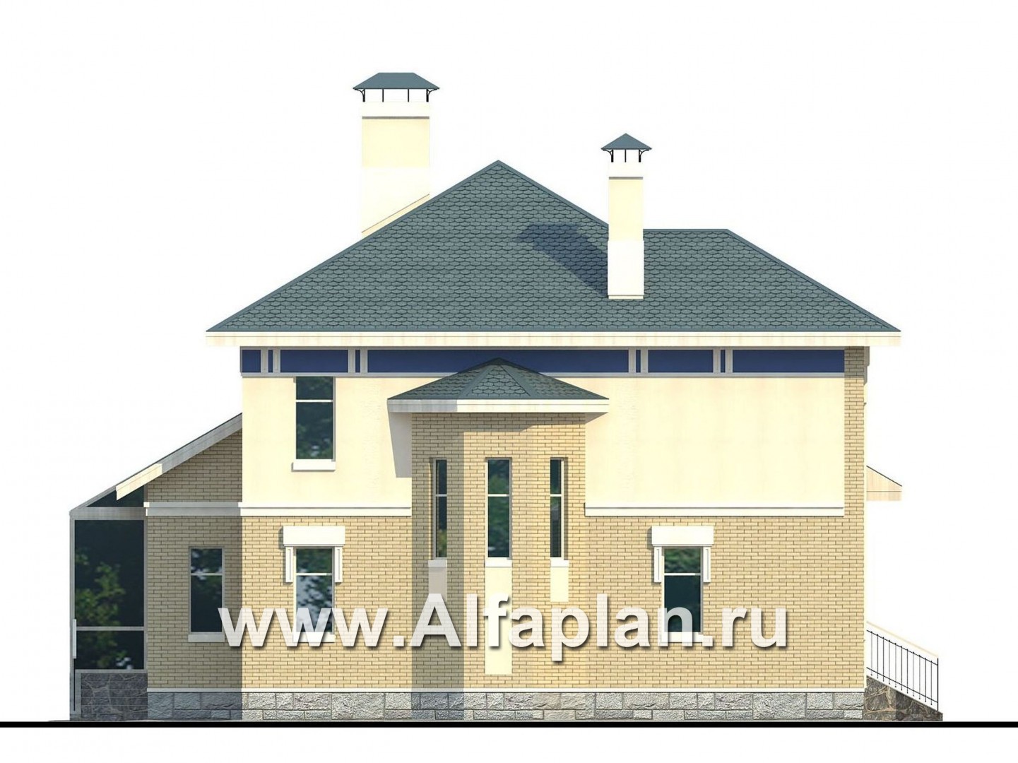 Проекты домов Альфаплан - «Вита-Клаб»-изящный загородный дом с большим зимним садом - изображение фасада №4