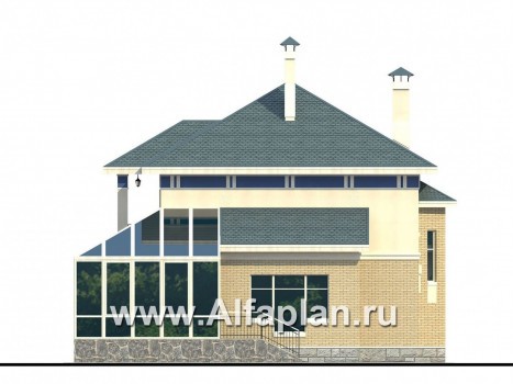 Проекты домов Альфаплан - «Вита-Клаб»-изящный загородный дом с большим зимним садом - превью фасада №2