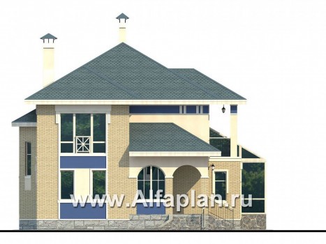 Проекты домов Альфаплан - «Вита-Клаб»-изящный загородный дом с большим зимним садом - превью фасада №3