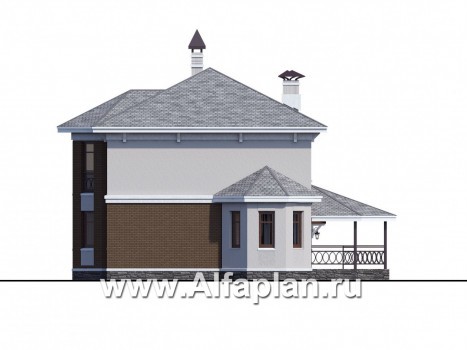Проекты домов Альфаплан - «Классика»- двухэтажный особняк с эркером и большим гаражом - превью фасада №2