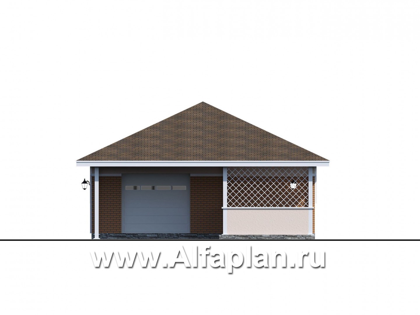 Проекты домов Альфаплан - Гараж на два автомобиля с кладовой и дровником - изображение фасада №4