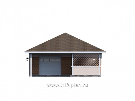 Проекты домов Альфаплан - Гараж на два автомобиля с кладовой и дровником - превью фасада №4