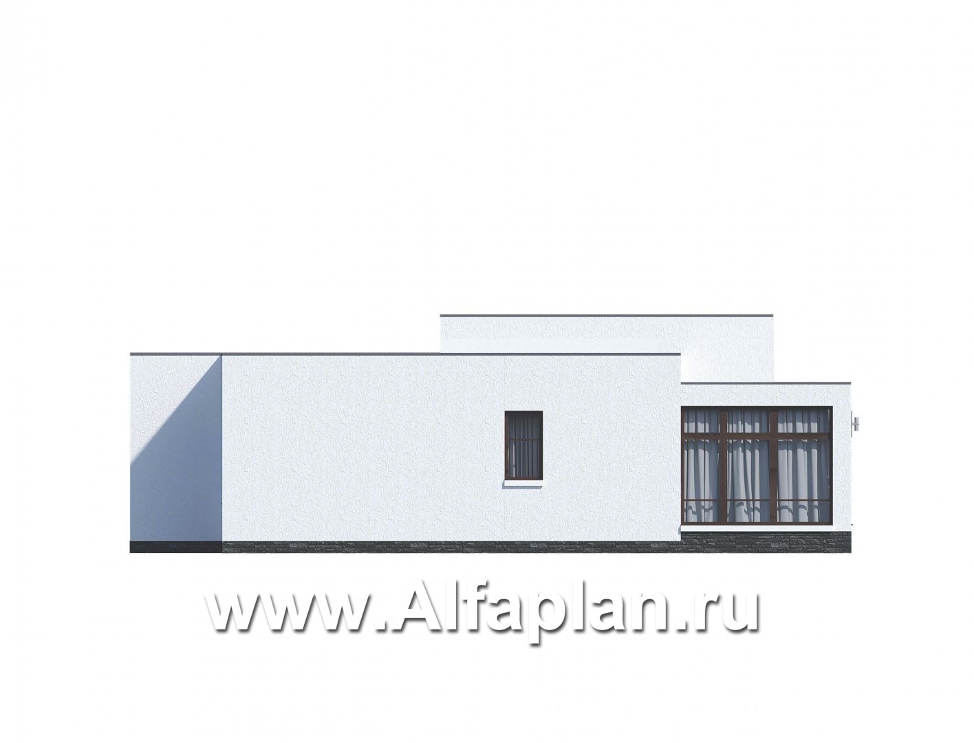 Проекты домов Альфаплан - «Эрато» — одноэтажный дом с плоской кровлей - изображение фасада №3