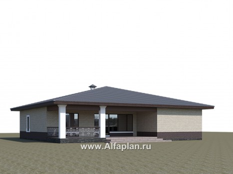 Проекты домов Альфаплан - «Ангара» - стильный одноэтажный коттедж с террасой - превью дополнительного изображения №2