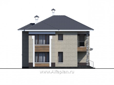 Проекты домов Альфаплан - «Фрида» - проект современного двухэтажного дома с удобной планировкой - превью фасада №2