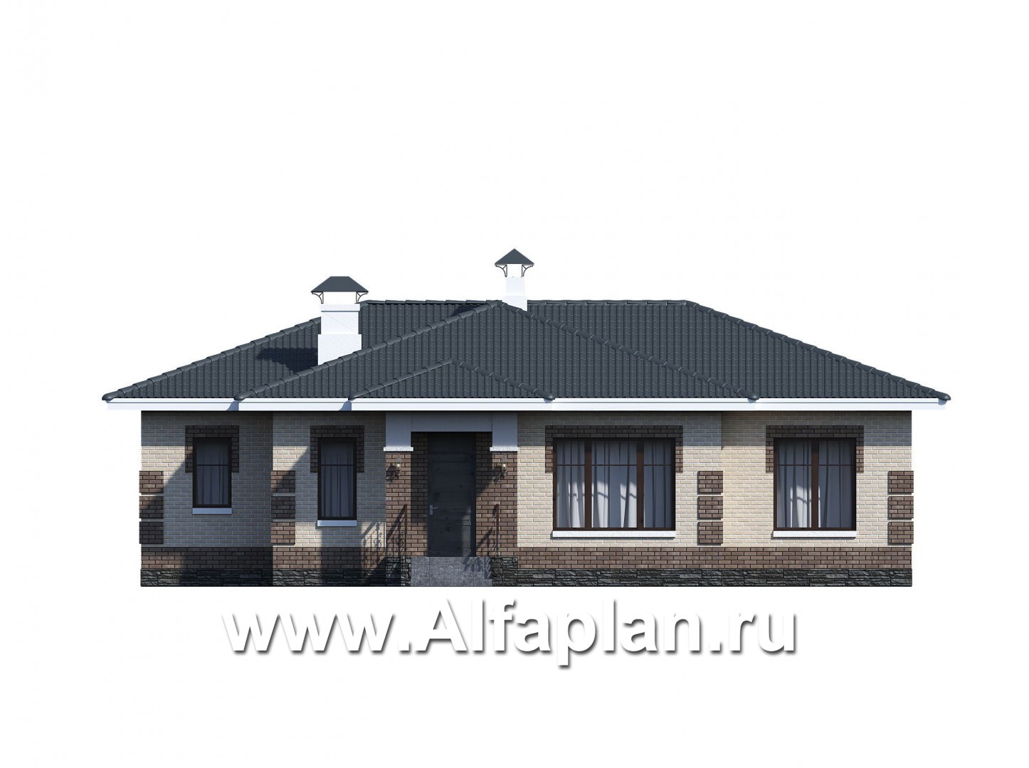 Проекты домов Альфаплан - «Авалон» - стильный одноэтажный дом - изображение фасада №1