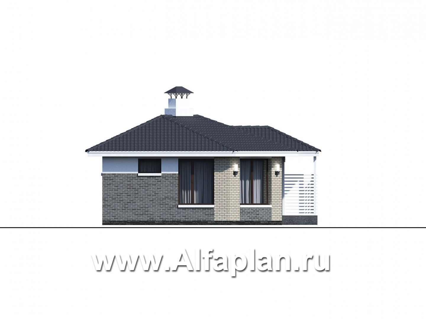 Проекты домов Альфаплан - «Кристалл» - современная угловая баня - изображение фасада №1