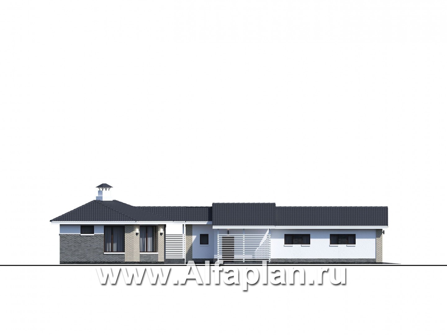 Проекты домов Альфаплан - Баня 263С с длинным гаражом 264Р - изображение фасада №1