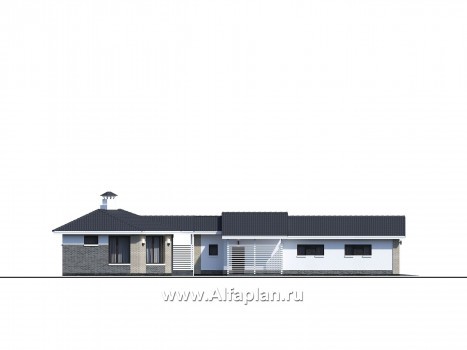 Проекты домов Альфаплан - «Кристалл» - проект современной бани, для расположения в углу участка, с гаражом 264Р - превью фасада №1