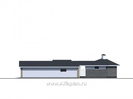 Проекты домов Альфаплан - «Кристалл» - проект современной бани, для расположения в углу участка, с гаражом 264Р - превью фасада №2