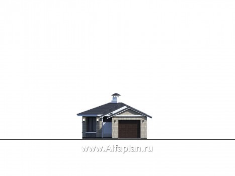 Проекты домов Альфаплан - «Кристалл» - проект современной бани, для расположения в углу участка, с гаражом 264Р - превью фасада №4