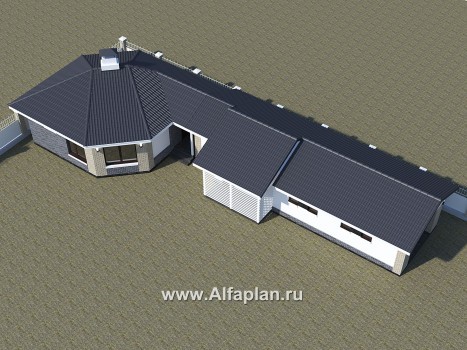 Проекты домов Альфаплан - «Кристалл» - проект современной бани, для расположения в углу участка, с гаражом 264Р - превью дополнительного изображения №2