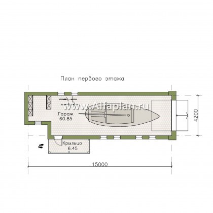 Проект гаража на 2 авто, или эллинг для катера - превью план дома