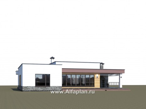 Проекты домов Альфаплан - «Ниагара» - современный одноэтажный коттедж с плоской кровлей - превью дополнительного изображения №3
