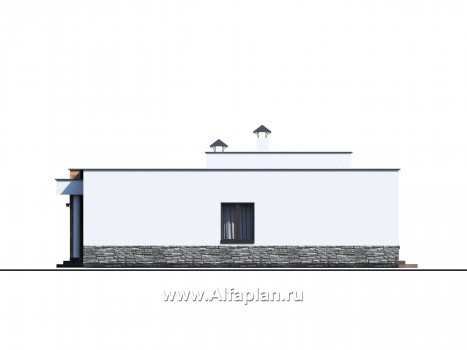 Проекты домов Альфаплан - «Мадейра» - стильный одноэтажный дом с плоской кровлей - превью фасада №4
