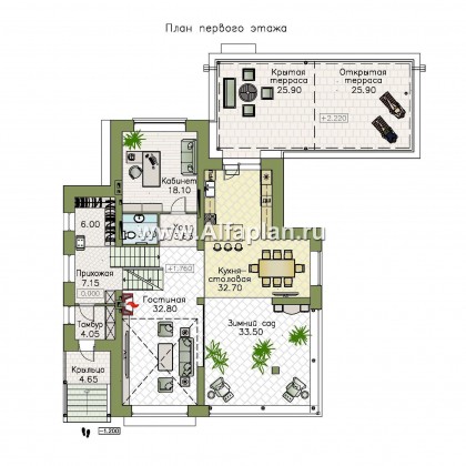Проекты домов Альфаплан - «Амур» - трехэтажный особняк с гаражом и бассейном - превью плана проекта №2