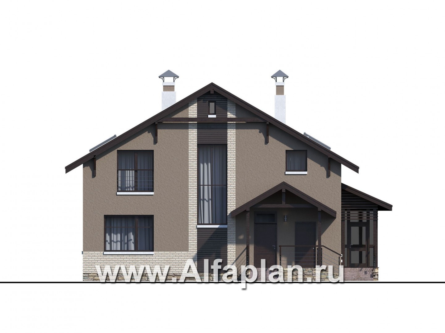 Проекты домов Альфаплан - «Регата» -проект дома с двускатной крышей - изображение фасада №3