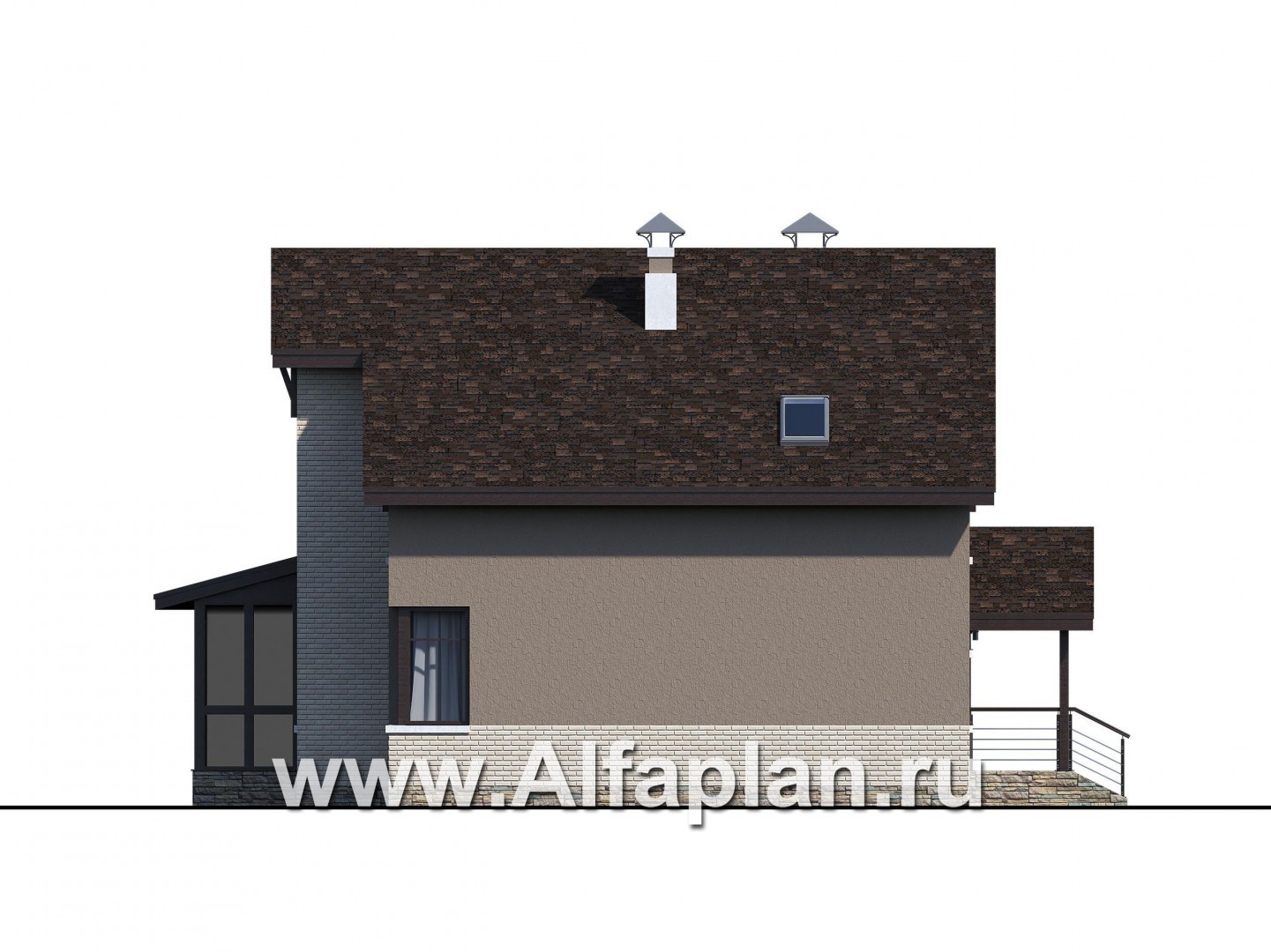 Проекты домов Альфаплан - «Регата» -проект дома с двускатной крышей - изображение фасада №4
