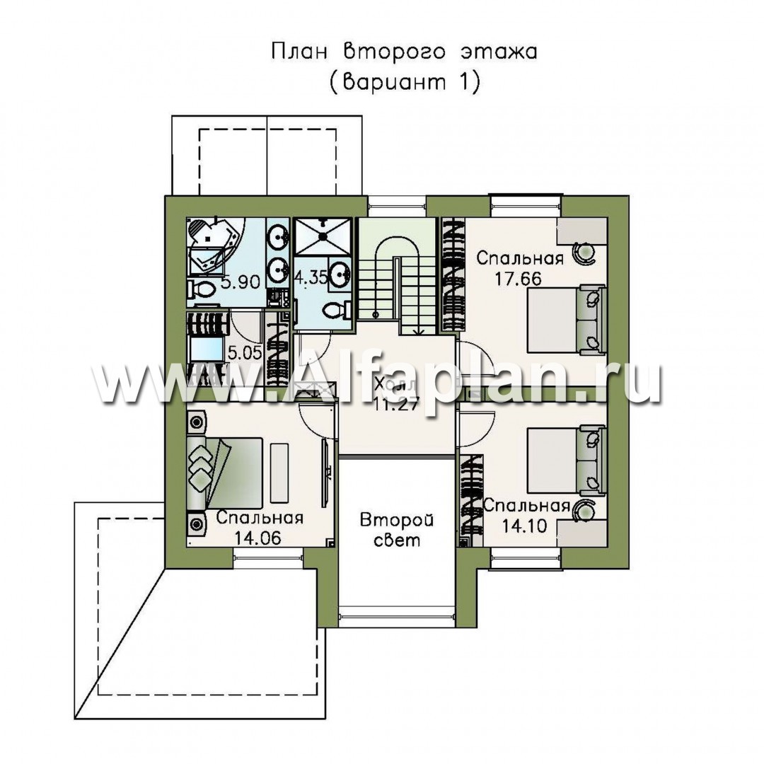 Проекты домов Альфаплан - «Регата» -проект дома с двускатной крышей - план проекта №2