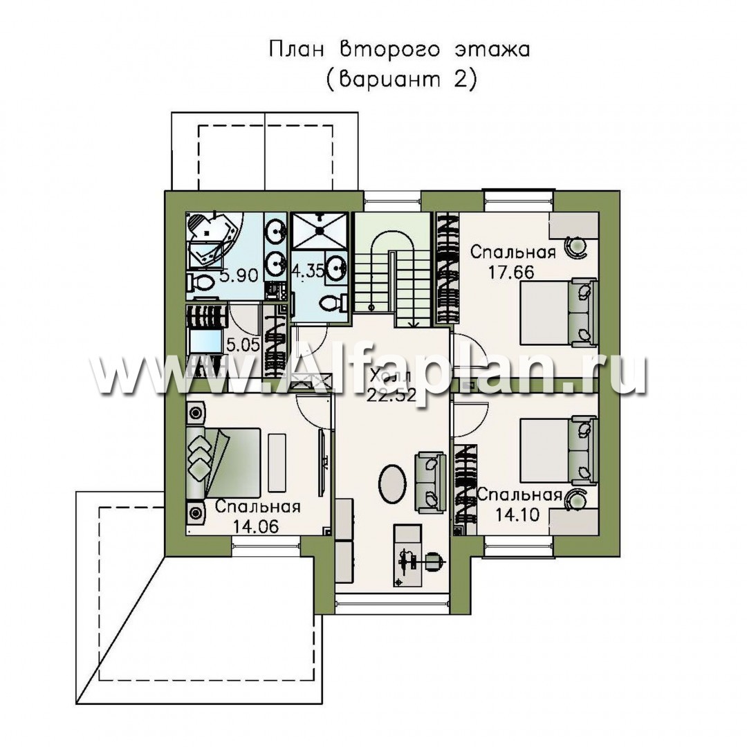 Проекты домов Альфаплан - «Регата» -проект дома с двускатной крышей - изображение плана проекта №3