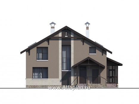 Проекты домов Альфаплан - «Регата» -проект дома с двускатной крышей - превью фасада №3