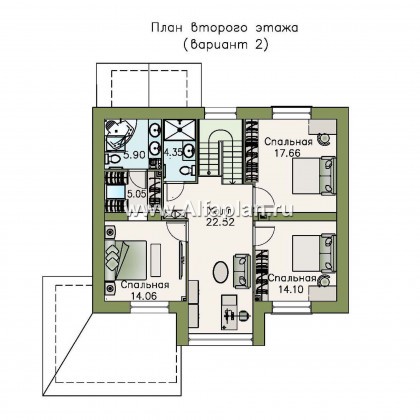 Проекты домов Альфаплан - «Регата» -проект дома с двускатной крышей - превью плана проекта №3