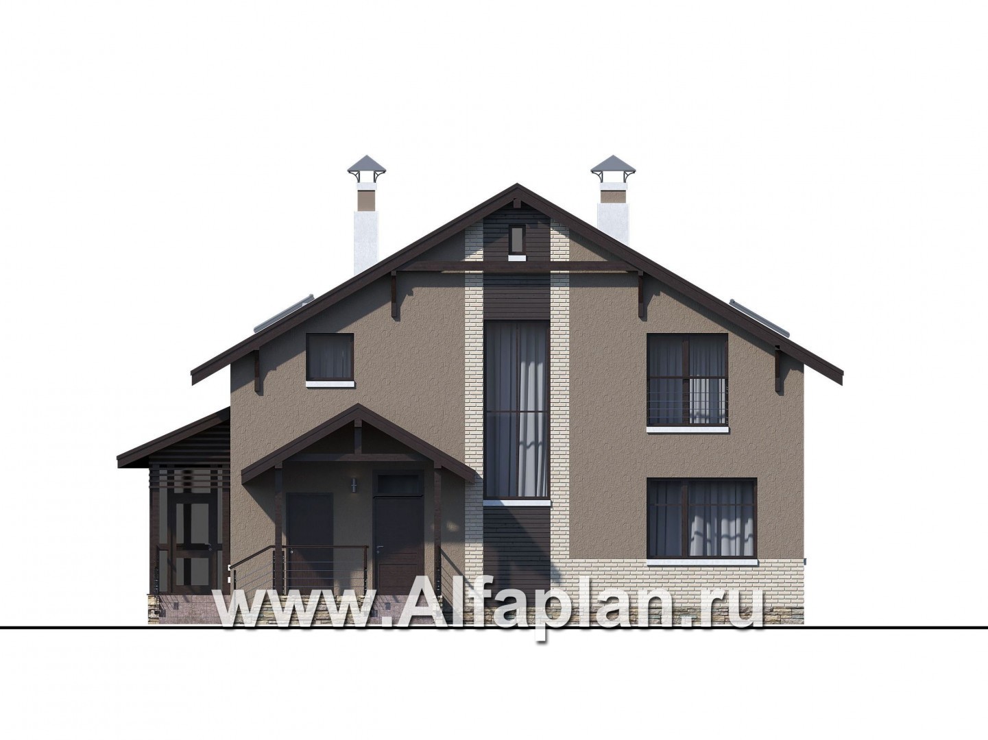 Проекты домов Альфаплан - «Регата» -проект дома с двускатной крышей - изображение фасада №3