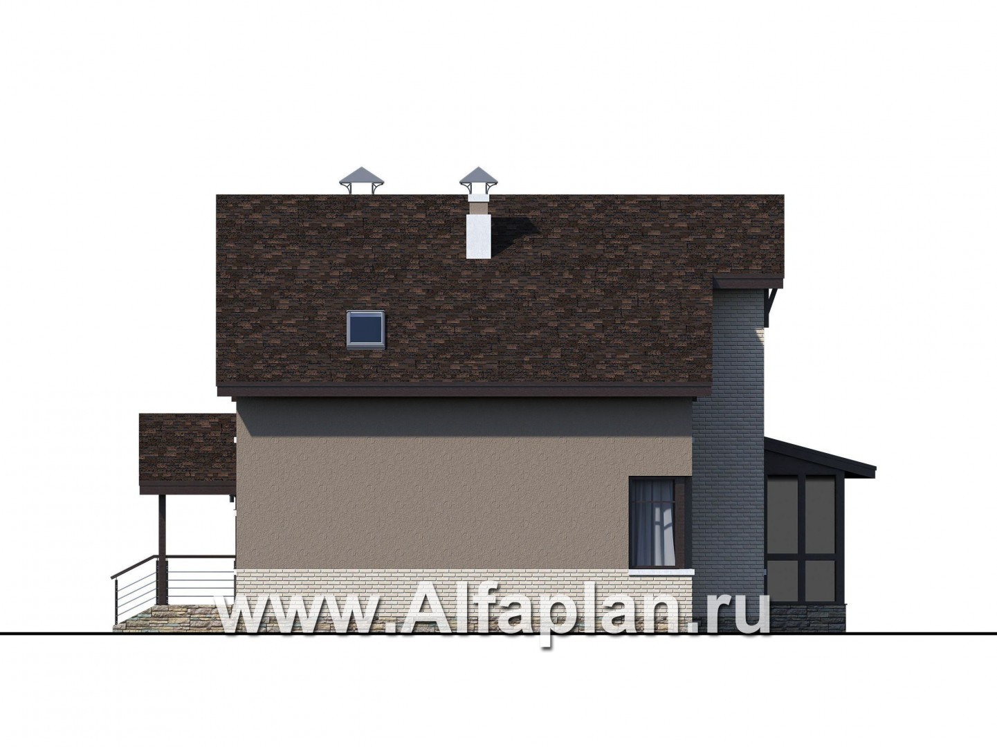 Проекты домов Альфаплан - «Регата» -проект дома с двускатной крышей - изображение фасада №4