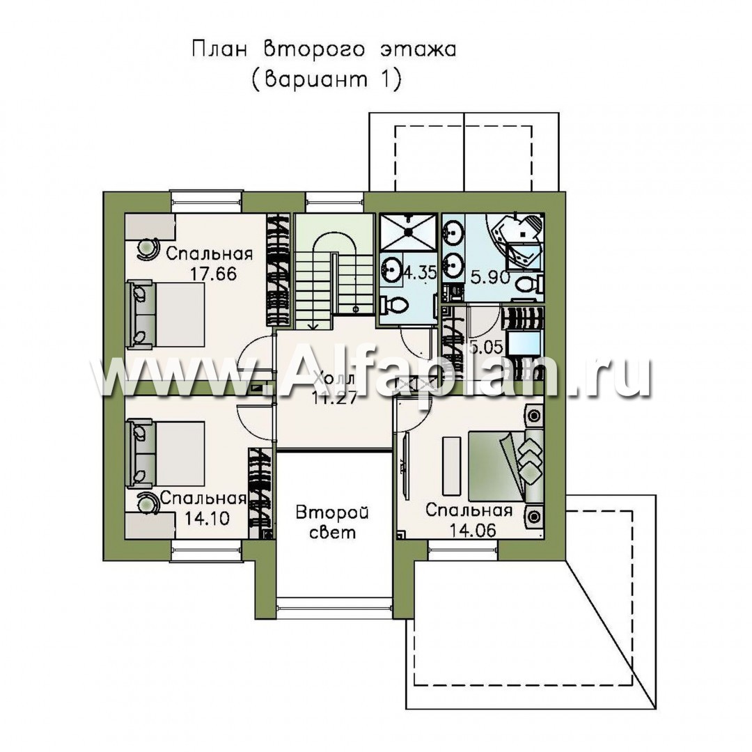 Проекты домов Альфаплан - «Регата» -проект дома с двускатной крышей - план проекта №2