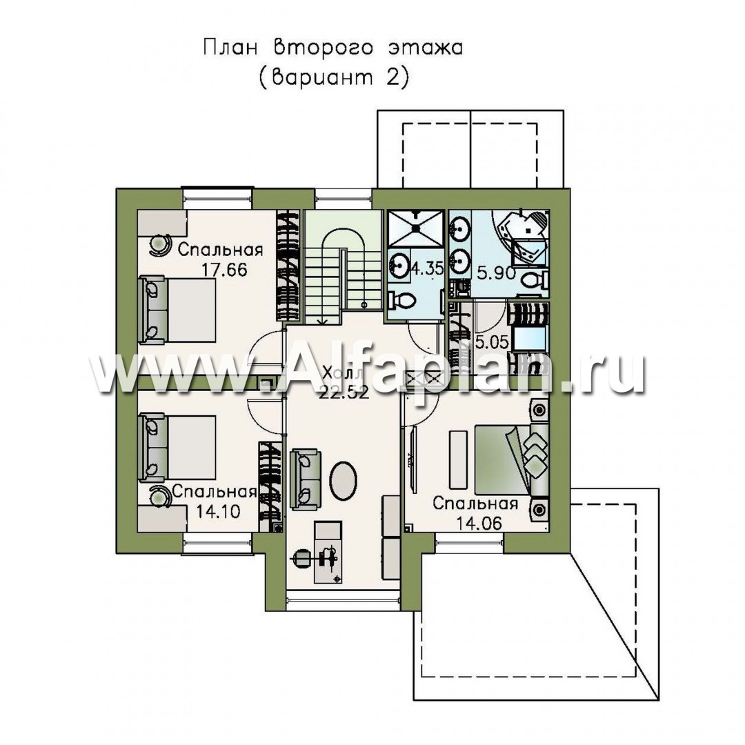 Проекты домов Альфаплан - «Регата» -проект дома с двускатной крышей - изображение плана проекта №3