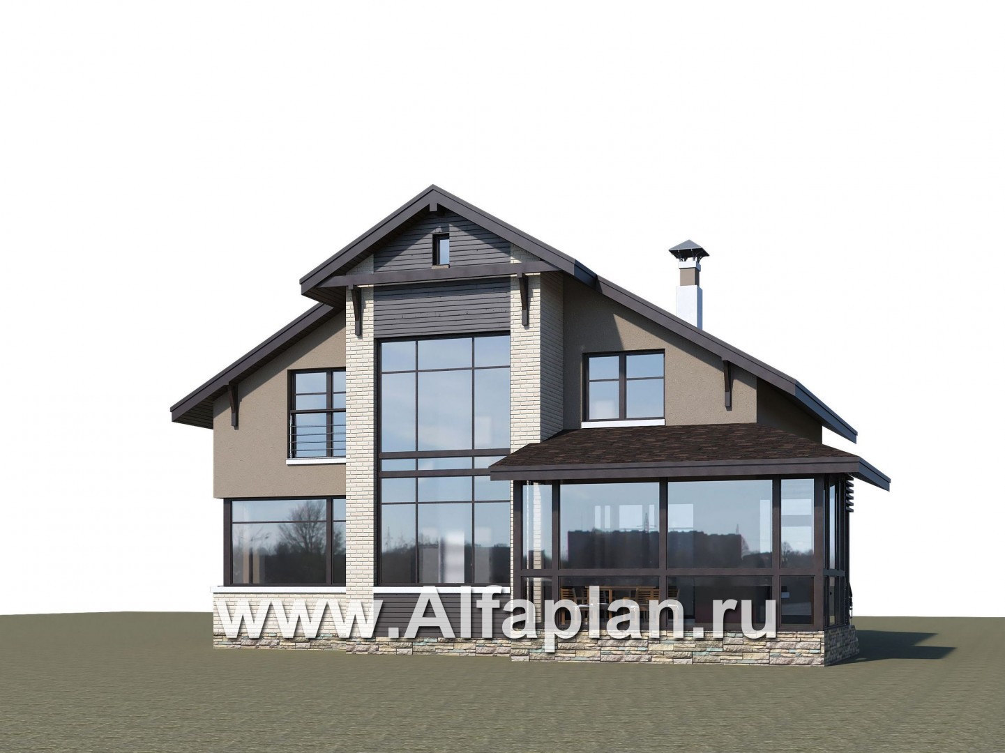 Проекты домов Альфаплан - «Регата» -проект дома с двускатной крышей - дополнительное изображение №1
